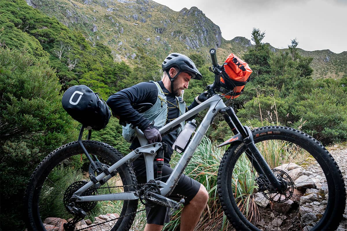 aeroe bikepacking gear on old ghost road new zealand