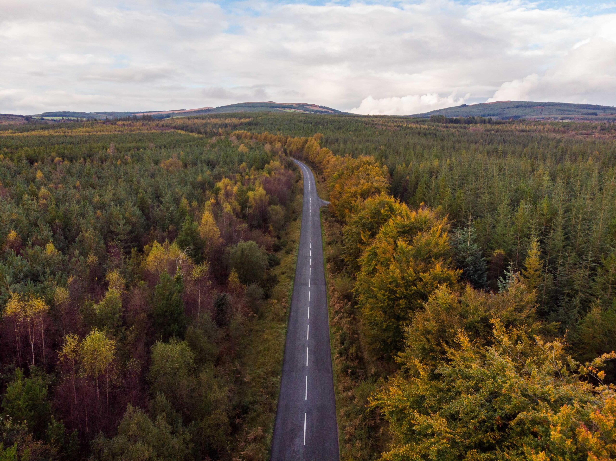 drone image of ballyhoura mountains in autumn