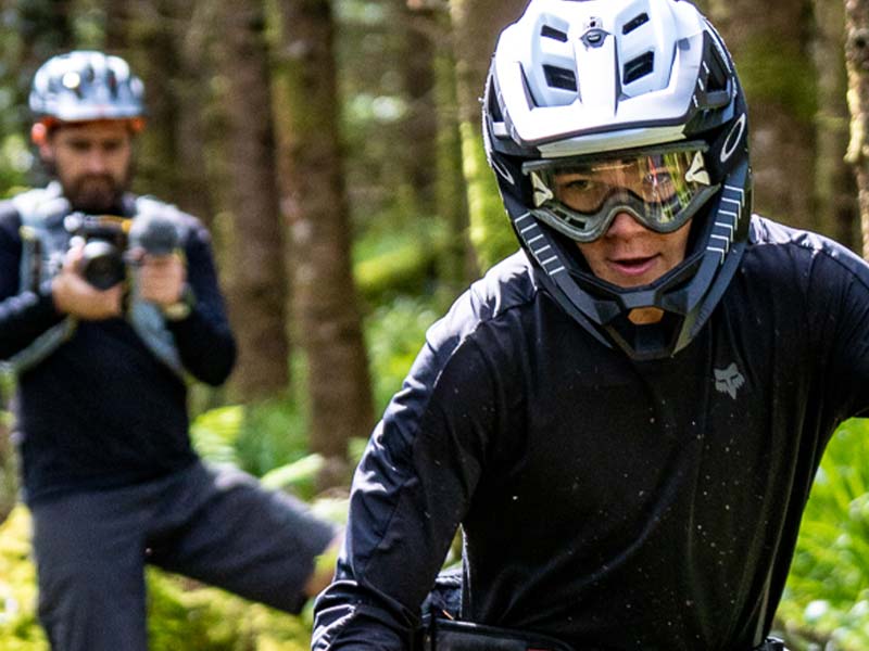 Barry O Reilly taking photos of mountain bikers in the Ballyhoura Mountains Ireland