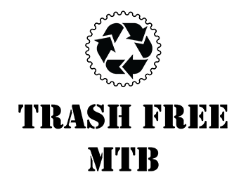 black TrashFreeMTB logo with transparent background